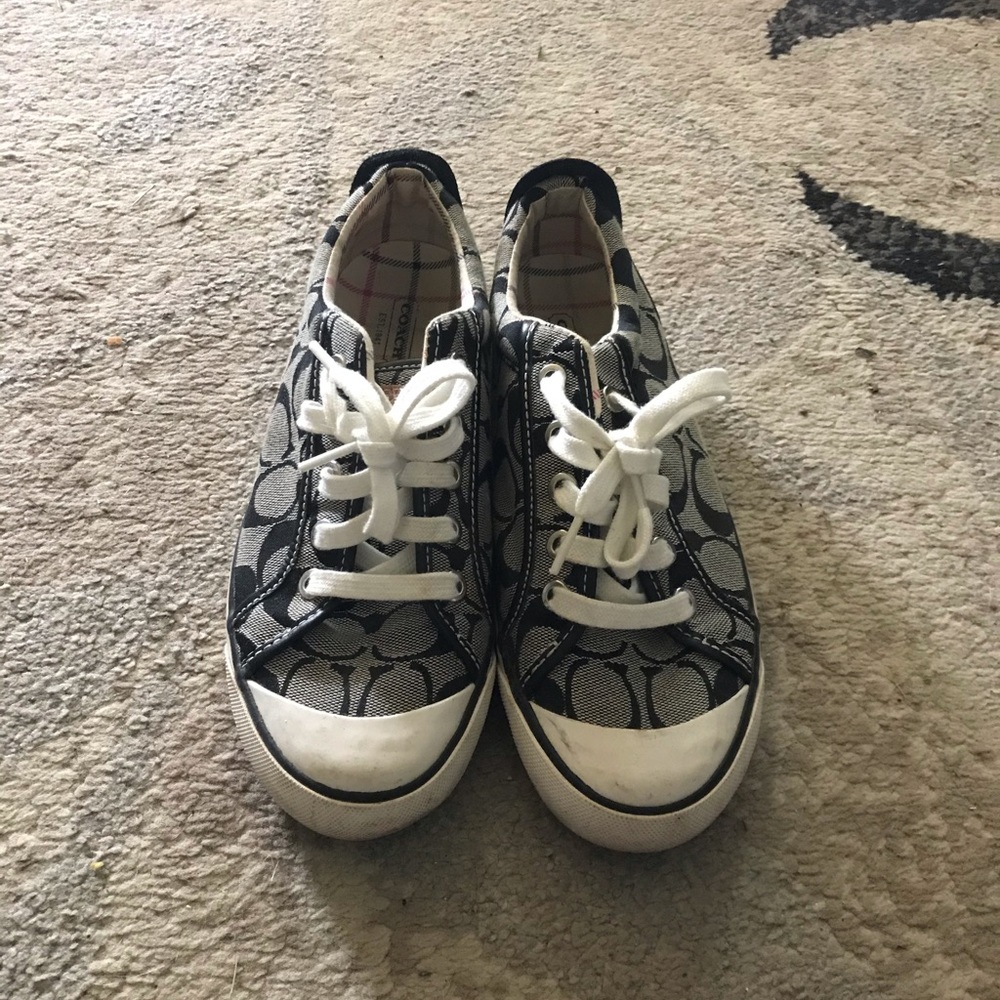 Coach leather ware signature logo sneakers 7.5b - Picture 2 of 6